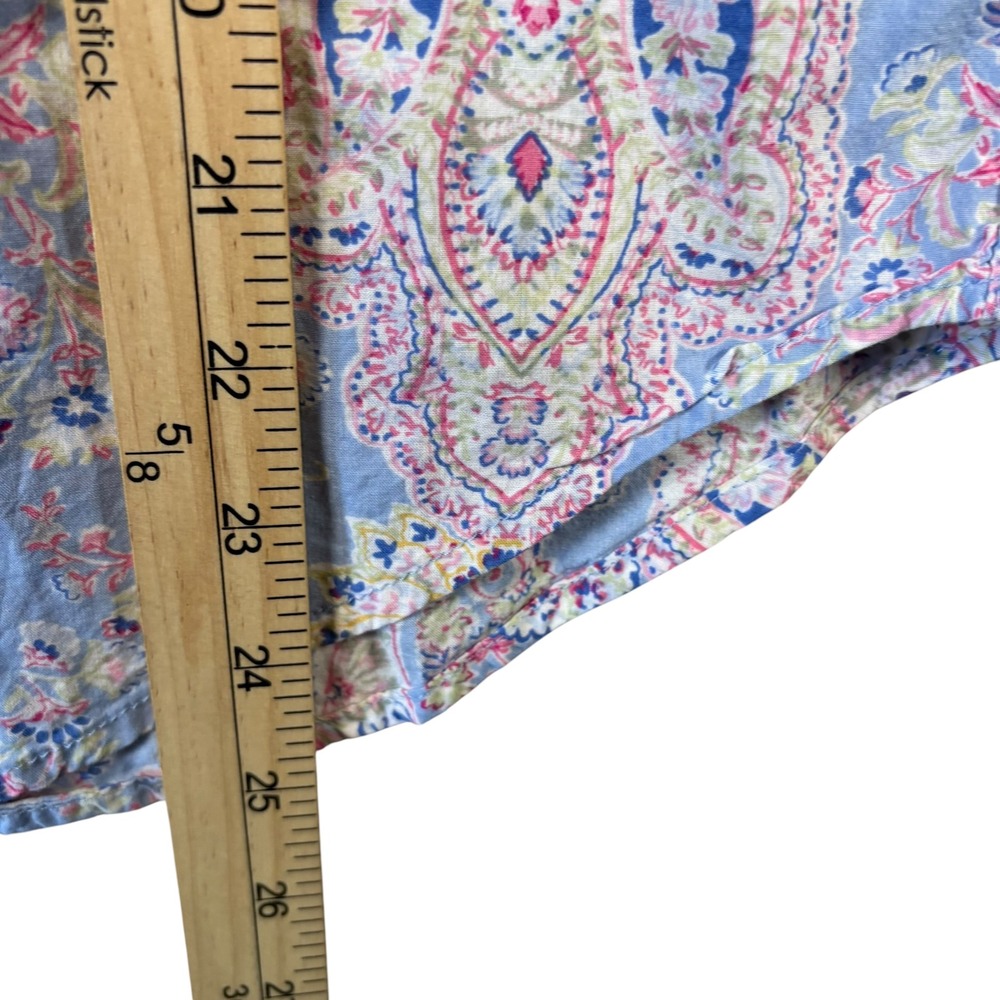 VTG Lauren Ralph Lauren Pajama 2pc Womens M Blue Paisley Cotton Blend PJs capri - Picture 11 of 12
